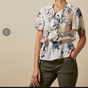 Ted baker London Byrann ivory floral blouse size 2